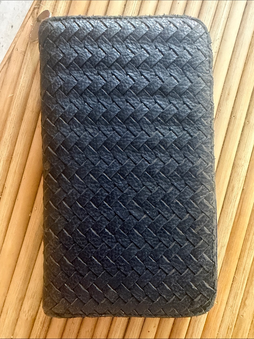 Deux Lux Wallet Woven Navy Zipper Two Side Card Holder Coin Case
